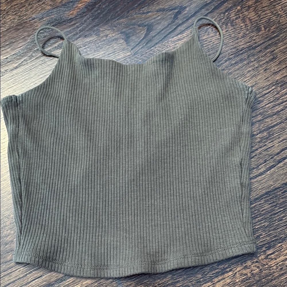Garage Green Ribbed Crop Camisole
